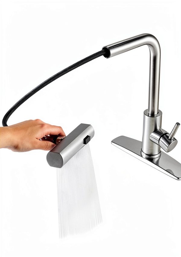 FORIOUS Touchless Kitchen Faucet Stainless Steel Waterfall-6
