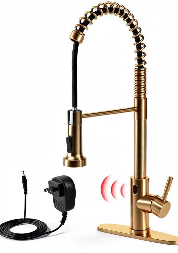 GIMILI Touchless Kitchen Faucet Gold Stainless Steel Pull-0