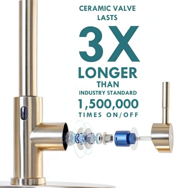 GIMILI Touchless Kitchen Faucet Gold Stainless Steel Pull-4